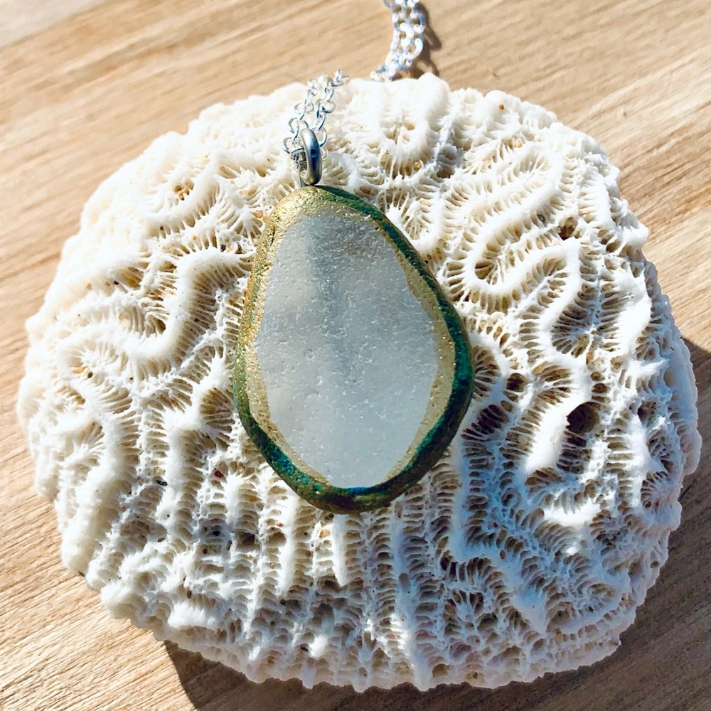 Painted Mermaid Seaglass Necklace - Picture 6 of 9